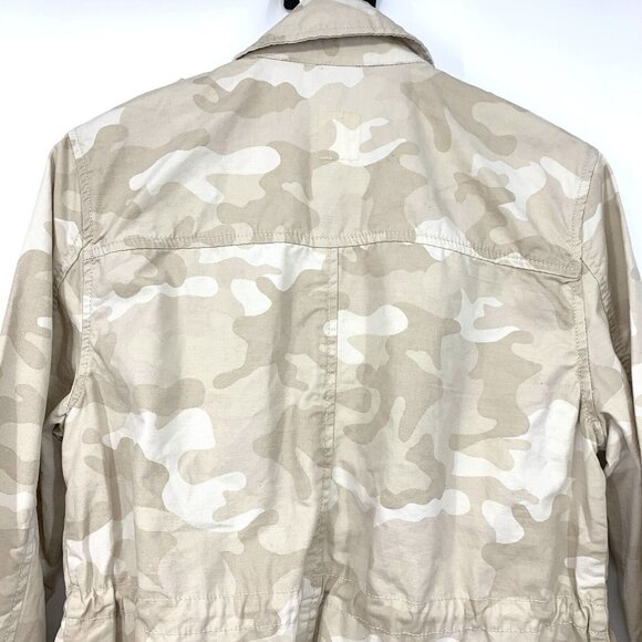 Gap Jacket Utility Beige Camo Print Long Sleeve Button Snap - Picture 8 of 9